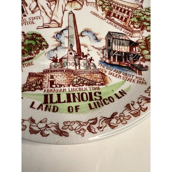 Nikko Ironstone Vintage Illinois State Plate Land of Lincoln 11- inch White - Picture 3 of 16
